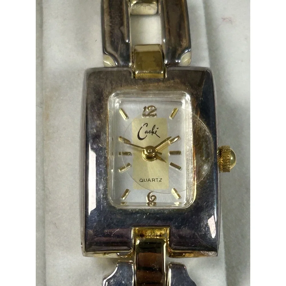 Cache Women's Quartz Watch & Matching Bracelet Gift Set Two Tone Box Untested